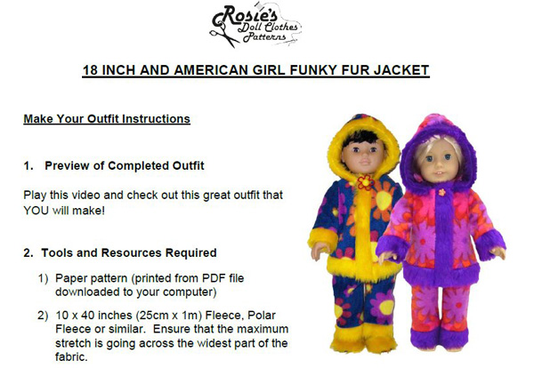 18 Inch American Girl Doll Clothes Patterns Intructions