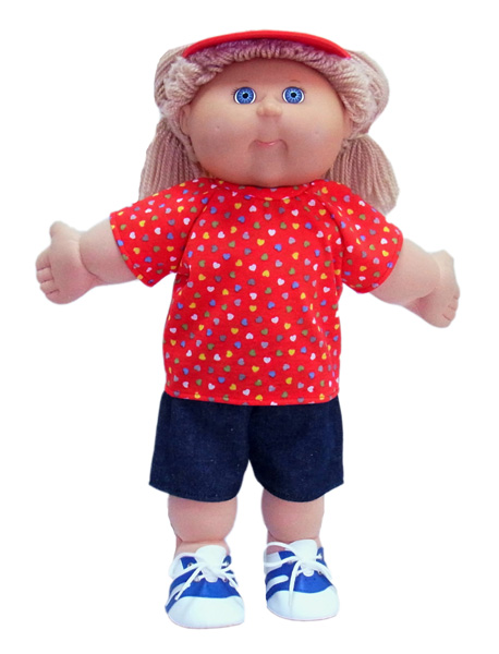 18.5 Cabbage Patch Kids Doll Clothes Patterns Tshirt Red