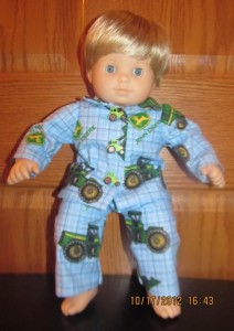 Crystal Bitty Baby John Deere flannel pjs