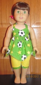 Crystal soccer handkerchief top and capris doll clothes patterns