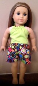 American Girl Doll Sports shorts and halter top on McKenna by Suzanne