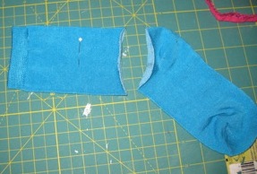 1. Cut off sock at heel
