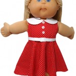 Cabbage Patch Kids Doll Clothes Pattern 50s Dress red
