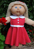 Cabbage Patch Kids Doll Clothes Pattern 50s red dress