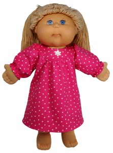 Cabbage Patch Kids winter nightie short doll clothes pattern