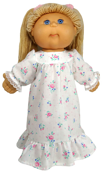 Cabbage Patch Kids winter nightie with ruffle doll clothes pattern