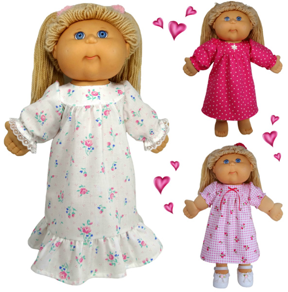 Winter Nightie doll clothes pattern Cabbage Patch Kids