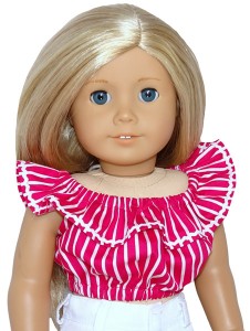 American Girl Frill top pink stripe doll clothes pattern