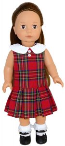 Gotz doll pattern drop waist dress with pleats and collar